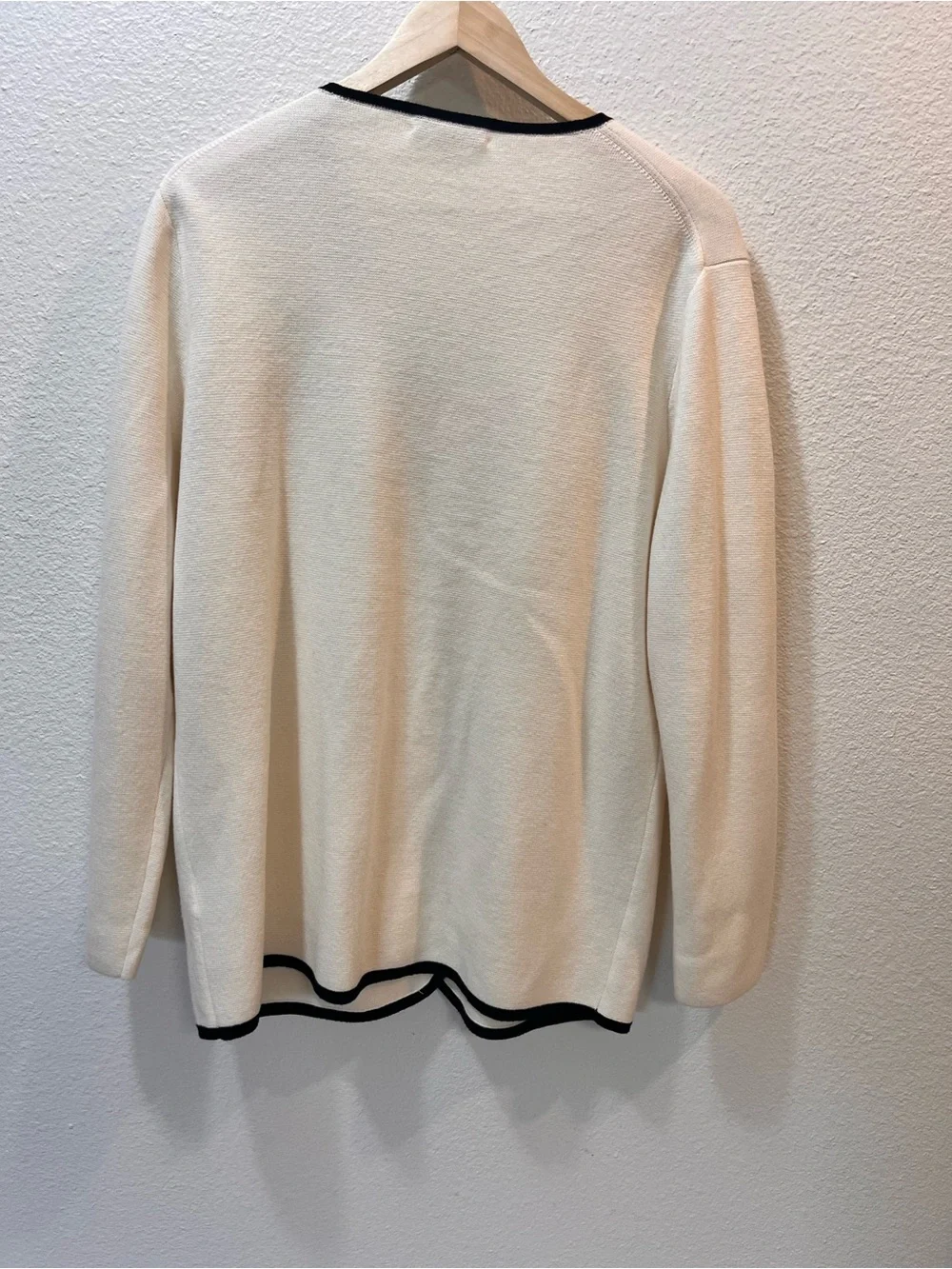 J.Crew Giselle V-neck Sweater-Blazer Ivory Black Contrast Trim Cardigan M